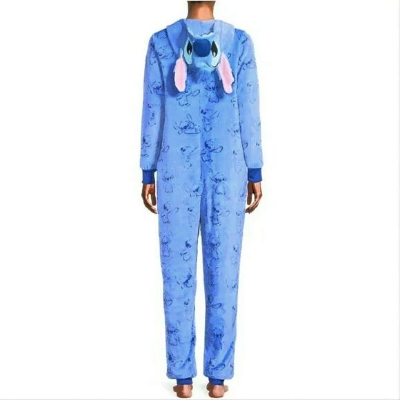 Disney Women's Size L (12/14) Stitch Character Hooded Fleece Body Suit Sleepwear - Picture 3 of 8